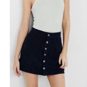 Express faux suede button up mini skirt